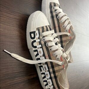 Burberry Plaid Sneakers with White Laces